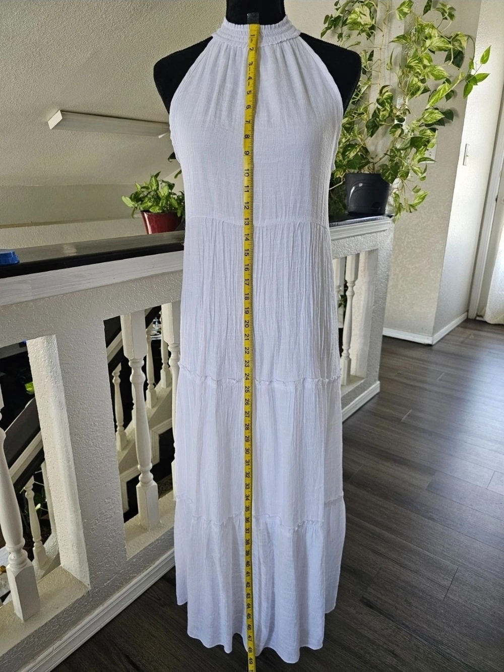 Mlle Gabrielle White Halter Tiered Maxi Dress Small - Picture 7 of 7